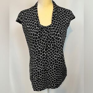 Alfani Black and White Short Sleeve Blouse Small